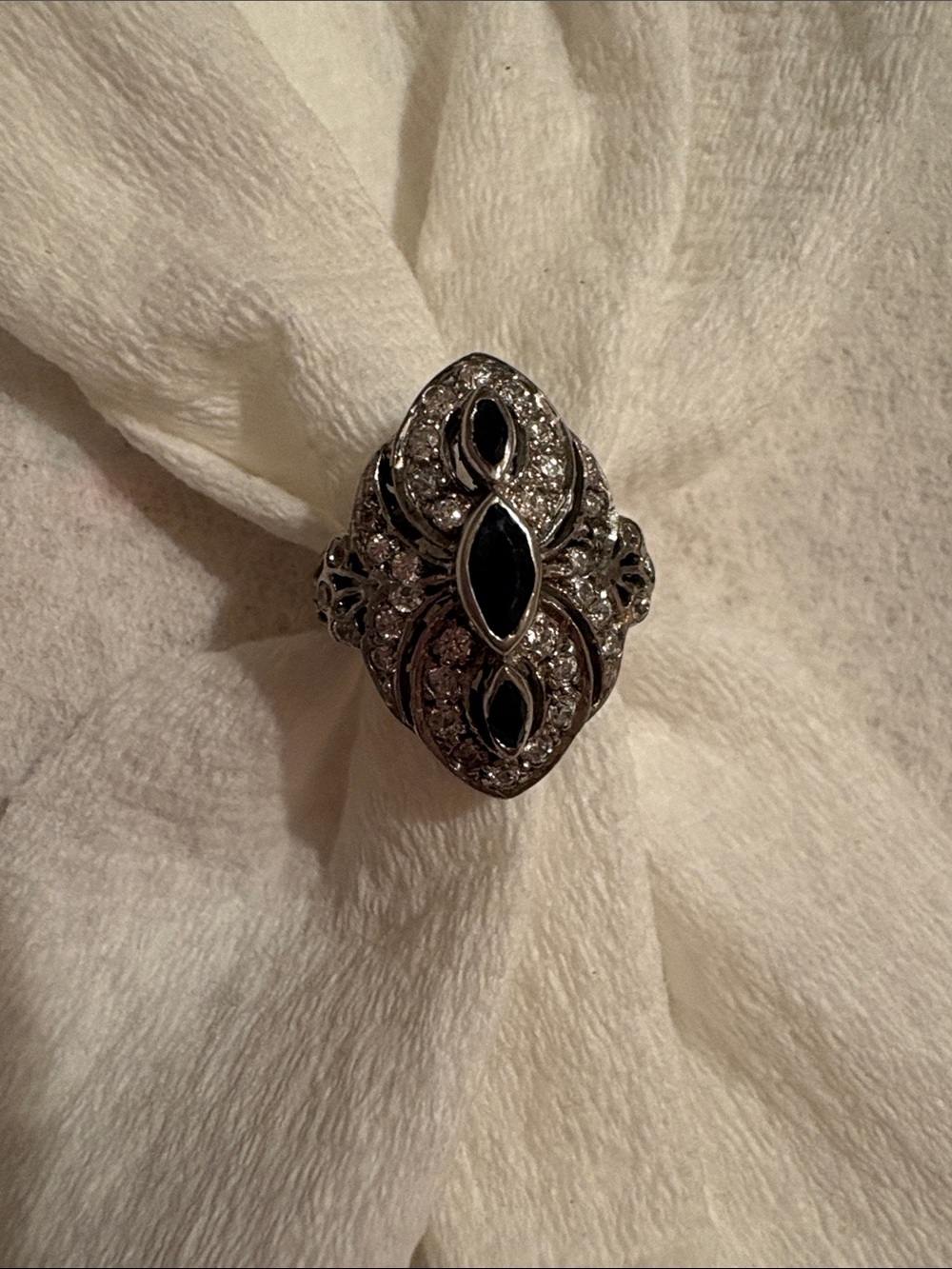 Vintage STERLING SILVER & ONYX Art Deco Ring
